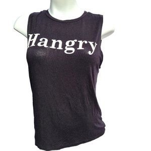 Dirtee Laundry "HANGRY" Junior Womens Top Black Sleeveless Shirt Size S Novelty